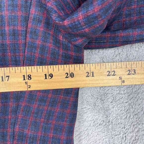 Scabal Blazer Men’s 40R 100% Pure Linen Jacket Blue Red Plaid Surgeons Cuffs - Picture 13 of 16